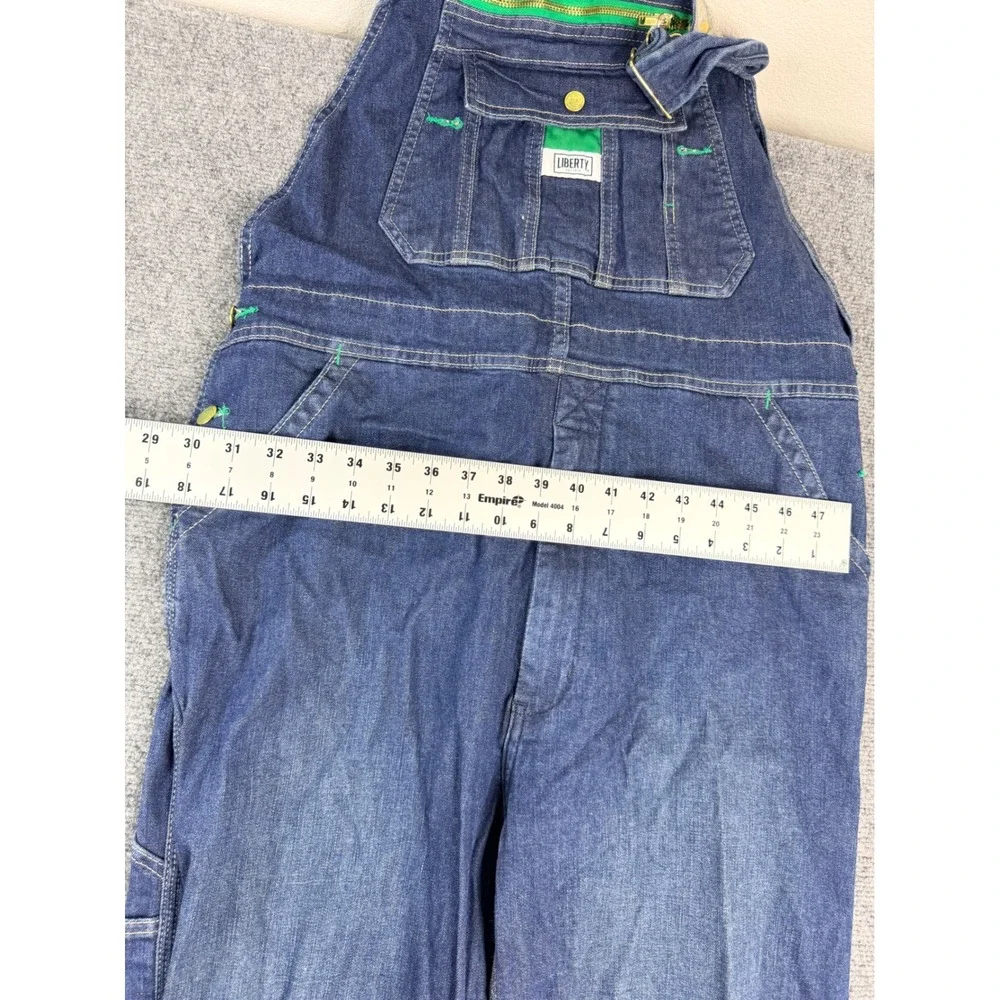 Liberty Mens Denim Bib Overalls 38x30 Straight Leg Dark Wash Utility Workwear